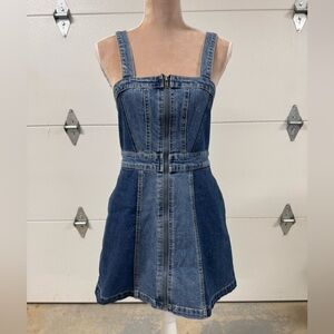 Two-toned Zipped Blue Denim Dress